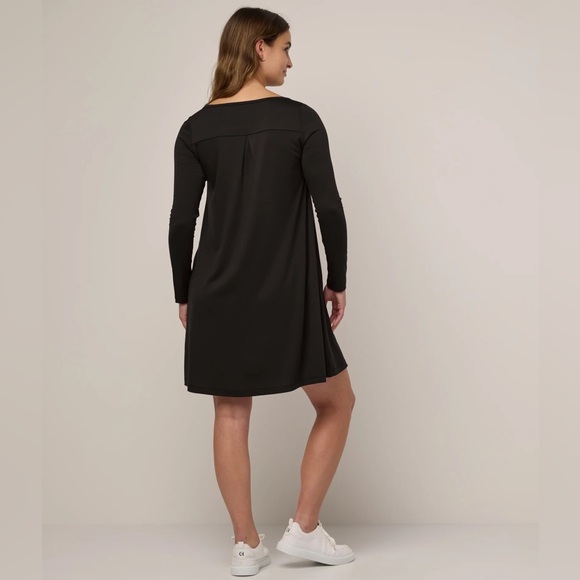 Wool& Merino Wool Rowena Swing Dress Long Sleeves Lagenlook Minimalist Black S - Picture 3 of 11
